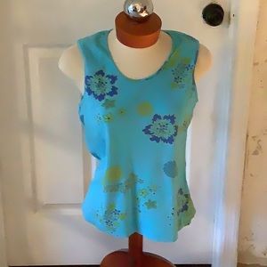 Fresh produce floral explosion rib shell top